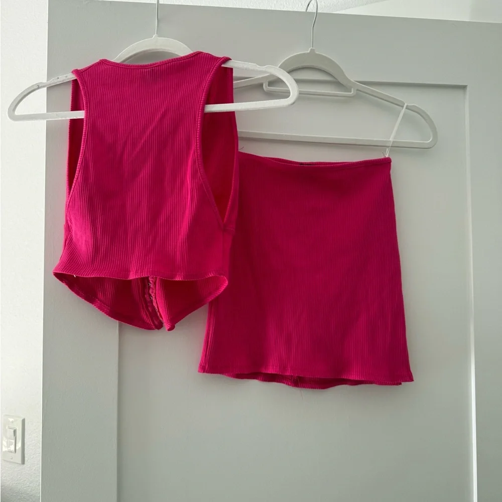 Hot Pink Ribbed Two-Piece Set - Picture 3 of 6